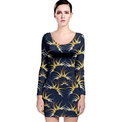 Pearl Pattern Floral Design Art Digital Seamless Long Sleeve Velvet Bodycon Dress