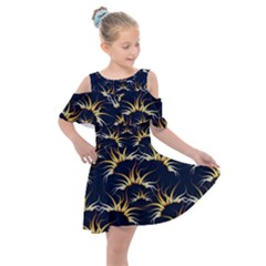 Pearl Pattern Floral Design Art Digital Seamless Kids  Shoulder Cutout Chiffon Dress by Vaneshart