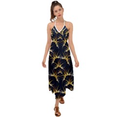 Pearl Pattern Floral Design Art Digital Seamless Halter Tie Back Dress 