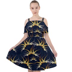 Pearl Pattern Floral Design Art Digital Seamless Cut Out Shoulders Chiffon Dress