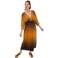 Pattern Lines Sections Yellow Straw Mauve Grecian Style  Maxi Dress by Vaneshart