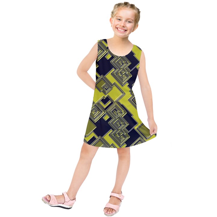 Seamless Pattern Background  Gold Yellow Black Kids  Tunic Dress