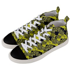 Seamless Pattern Background  Gold Yellow Black Men s Mid-top Canvas Sneakers by Vaneshart