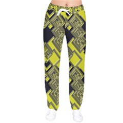 Seamless Pattern Background  Gold Yellow Black Women Velvet Drawstring Pants by Vaneshart