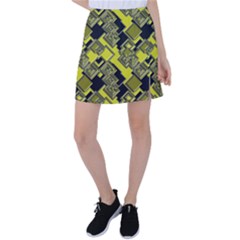 Seamless Pattern Background  Gold Yellow Black Tennis Skirt by Vaneshart