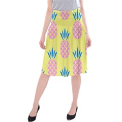 Summer Pineapple Seamless Pattern Midi Beach Skirt by Sobalvarro