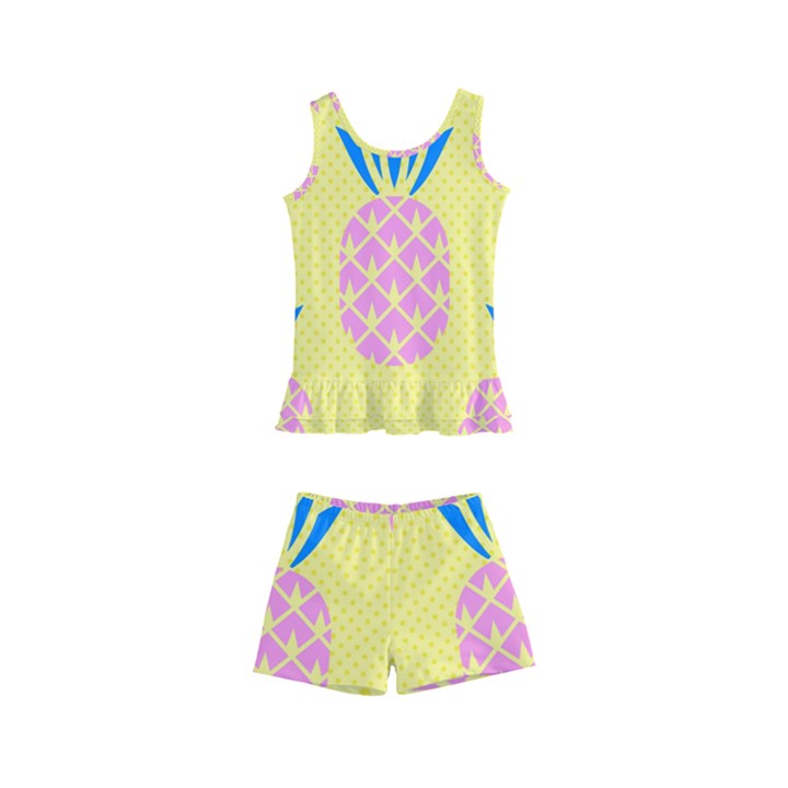 Summer Pineapple Seamless Pattern Kids  Boyleg Swimsuit