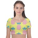 Summer Pineapple Seamless Pattern Velvet Short Sleeve Crop Top  View1