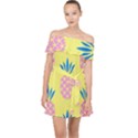 Summer Pineapple Seamless Pattern Off Shoulder Chiffon Dress View1