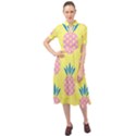 Summer Pineapple Seamless Pattern Keyhole Neckline Chiffon Dress View1