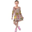 Thanksgiving Pattern Kids  Long Sleeve Velvet Dress View1