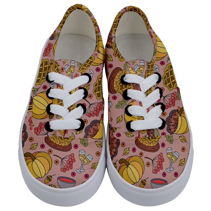 Thanksgiving Pattern Kids  Classic Low Top Sneakers