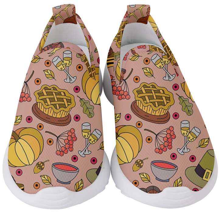 Thanksgiving Pattern Kids  Slip On Sneakers