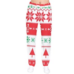 Ugly Christmas Sweater Pattern Women Velvet Drawstring Pants by Sobalvarro