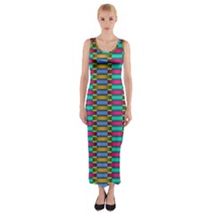 Seamless Tile Pattern Fitted Maxi Dress