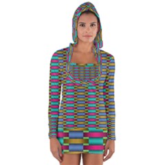 Seamless Tile Pattern Long Sleeve Hooded T-shirt