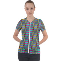 Seamless Tile Pattern Short Sleeve Zip Up Jacket