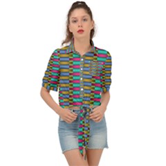 Seamless Tile Pattern Tie Front Shirt 