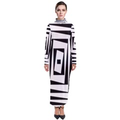 Background Black White Design Turtleneck Maxi Dress