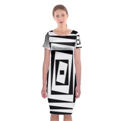 Background Black White Design Classic Short Sleeve Midi Dress by Mariart