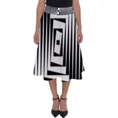 Background Black White Design Perfect Length Midi Skirt