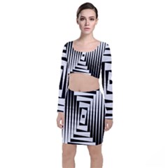 Background Black White Design Top And Skirt Sets