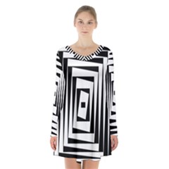 Background Black White Design Long Sleeve Velvet V-neck Dress