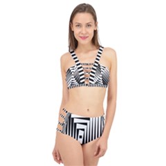 Background Black White Design Cage Up Bikini Set