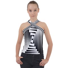 Background Black White Design Cross Neck Velour Top by Mariart