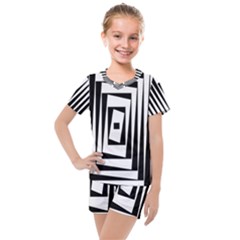 Background Black White Design Kids  Mesh Tee And Shorts Set