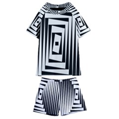 Background Black White Design Kids  Swim Tee And Shorts Set