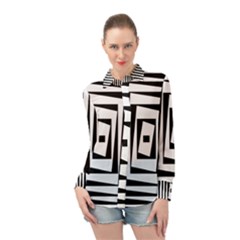 Background Black White Design Long Sleeve Chiffon Shirt