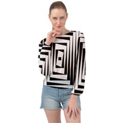 Background Black White Design Banded Bottom Chiffon Top