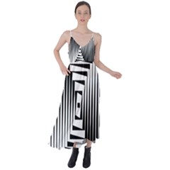 Background Black White Design Tie Back Maxi Dress