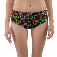 Colorful Modern Geometric Print Pattern Reversible Mid-waist Bikini Bottoms by dflcprintsclothing