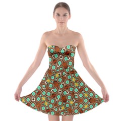 Colorful Modern Geometric Print Pattern Strapless Bra Top Dress by dflcprintsclothing