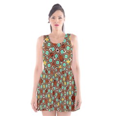 Colorful Modern Geometric Print Pattern Scoop Neck Skater Dress