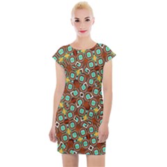 Colorful Modern Geometric Print Pattern Cap Sleeve Bodycon Dress by dflcprintsclothing