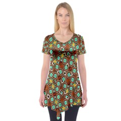 Colorful Modern Geometric Print Pattern Short Sleeve Tunic  by dflcprintsclothing