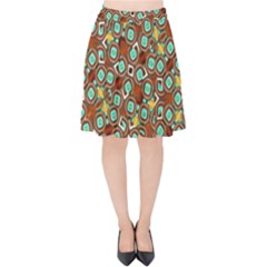 Colorful Modern Geometric Print Pattern Velvet High Waist Skirt by dflcprintsclothing