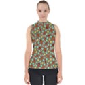 Colorful Modern Geometric Print Pattern Mock Neck Shell Top View1