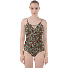 Colorful Modern Geometric Print Pattern Cut Out Top Tankini Set