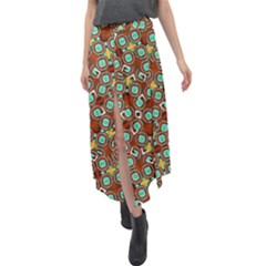 Colorful Modern Geometric Print Pattern Velour Split Maxi Skirt by dflcprintsclothing