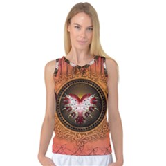 Awesome Dark Heart With Skulls Women s Basketball Tank Top by FantasyWorld7