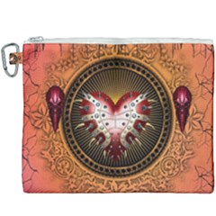 Awesome Dark Heart With Skulls Canvas Cosmetic Bag (xxxl) by FantasyWorld7