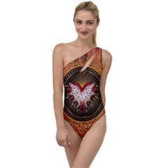 Awesome Dark Heart With Skulls To One Side Swimsuit by FantasyWorld7