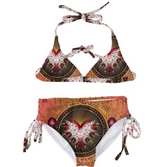 Awesome Dark Heart With Skulls Kids  Classic Bikini Set by FantasyWorld7