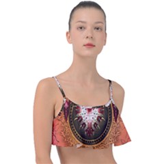 Awesome Dark Heart With Skulls Frill Bikini Top