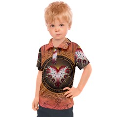 Awesome Dark Heart With Skulls Kids  Polo Tee