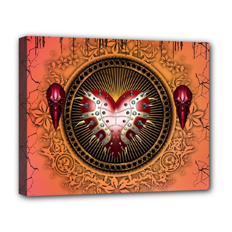 Awesome Dark Heart With Skulls Deluxe Canvas 20  X 16  (stretched) by FantasyWorld7